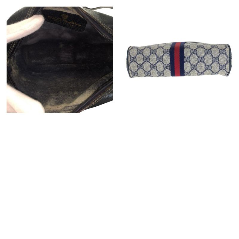 Gucci Sherry Line Old Gucci Navy Gold Hardware Pvc/leather 68 001 3654 Shoulder