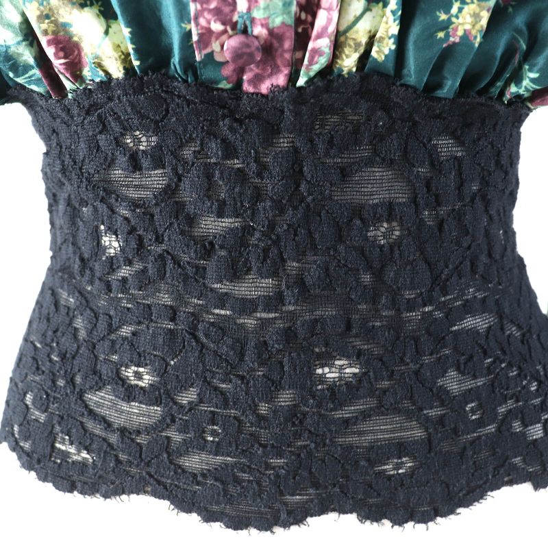 Louis Vuitton 19AW Cotton Silk Floral Pattern Ruffle Lace Long Sleeve Blouse