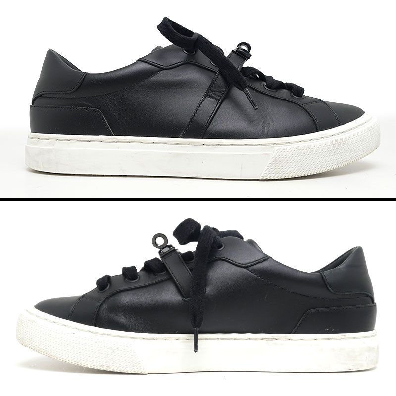 Hermes Day Low Cut Sneakers 38 Leather Black