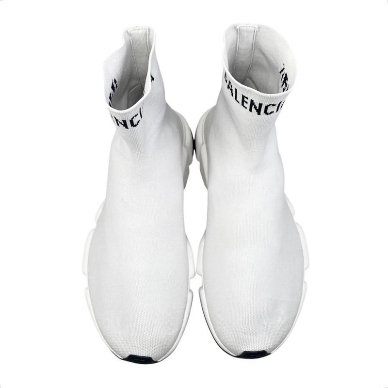 Balenciaga Sneakers Speed Trainers 549823 41 Size Knit Logo White Balenciaga