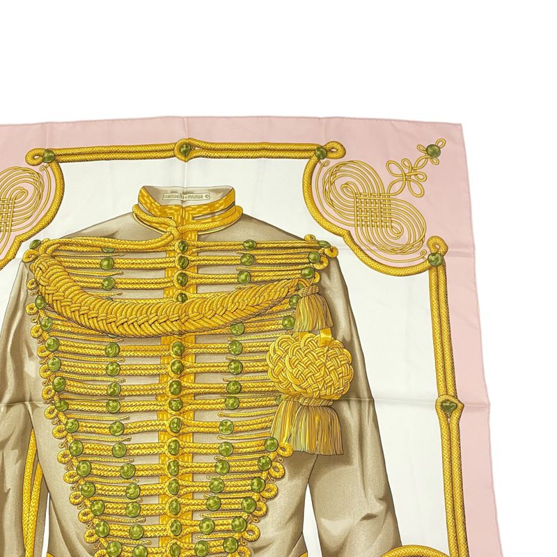 Hermes Carre 90 Brandebourgs Brandenburg Decor Scarf Silk Pink