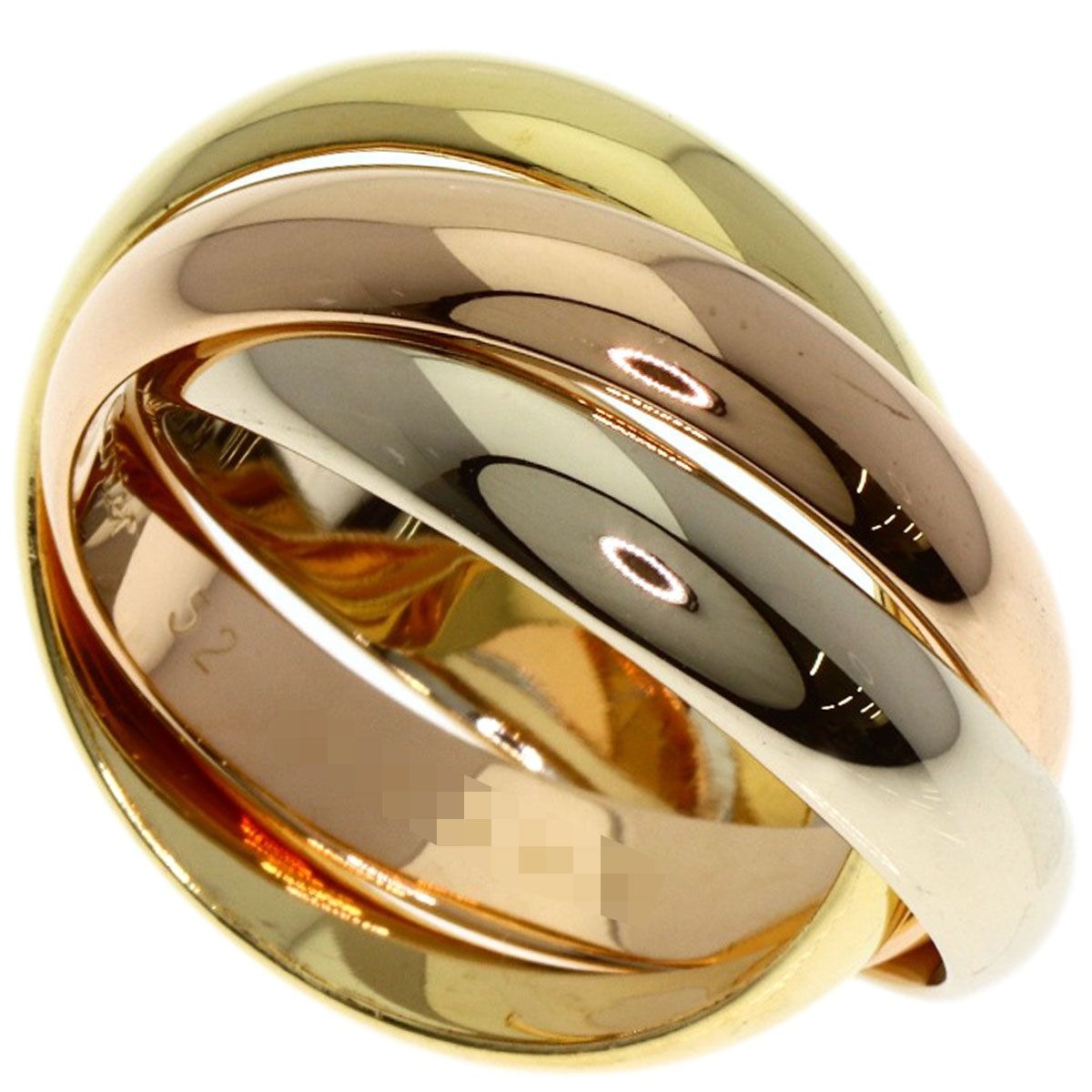 Cartier Trinity MM Ring 18K Yellow Gold White Pink