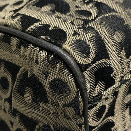 Dior/christian Dior Boston Bag Trotter Black And Gray Beige Leather