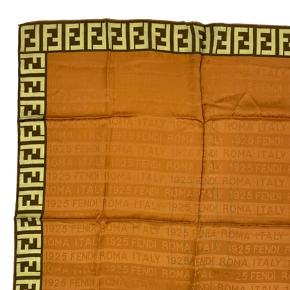 Fendi Scarf Silk Zucca Pattern FF Logo Brown — view 2
