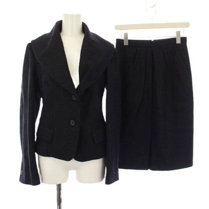 Max Mara Suit Set Top and Bottom Jacket Skirt Knee Length Tight Belt Wool Silk