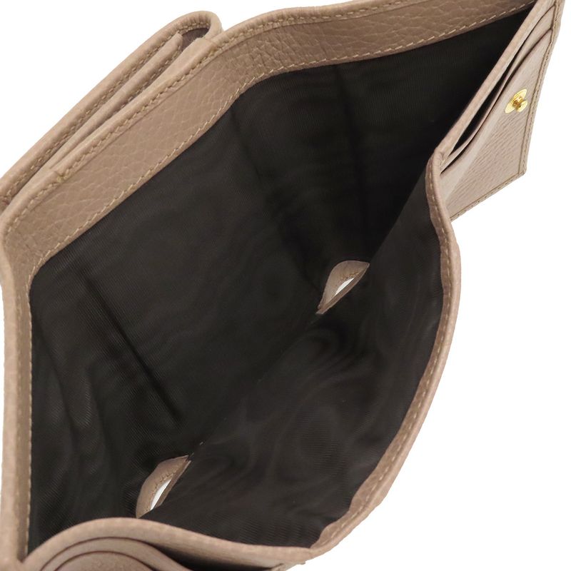 Gucci Trifold Wallet Petit Marmont Compact Wallet Leather Beige Gold Hardware