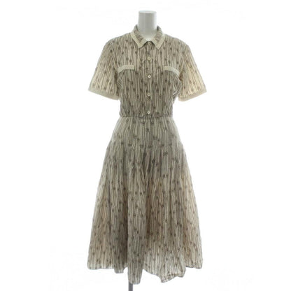 Celine Dress Shirt Silk Short Sleeve Long Triomphe Chain Pattern All Over