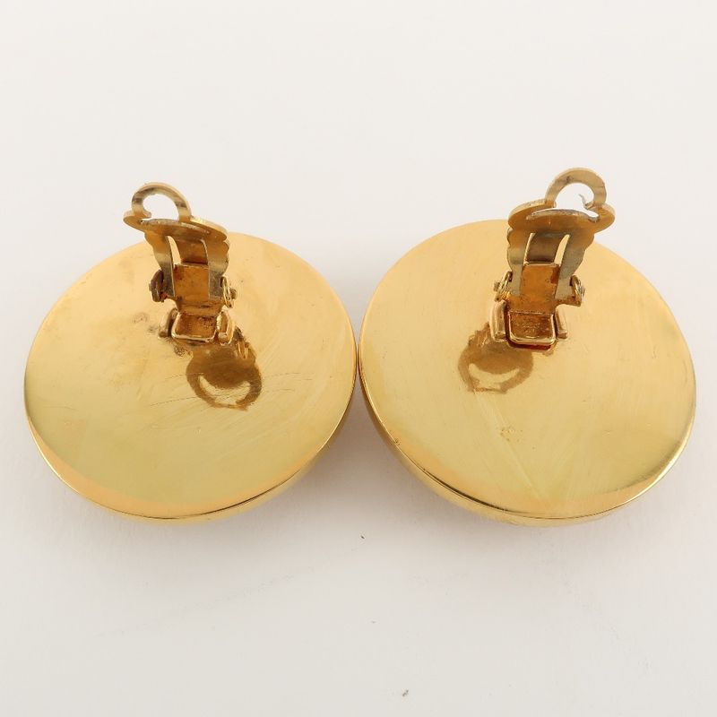 Chanel Coco Mark Gold Plated Black Ladies 49.8g Earring