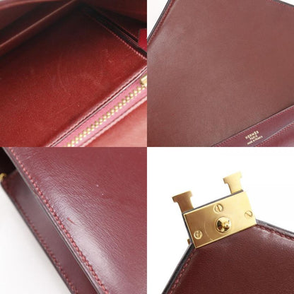 Hermes Liddy 2WAY Clutch Vintage Box Calf Bordeaux 00K Ladies Shoulder Bag
