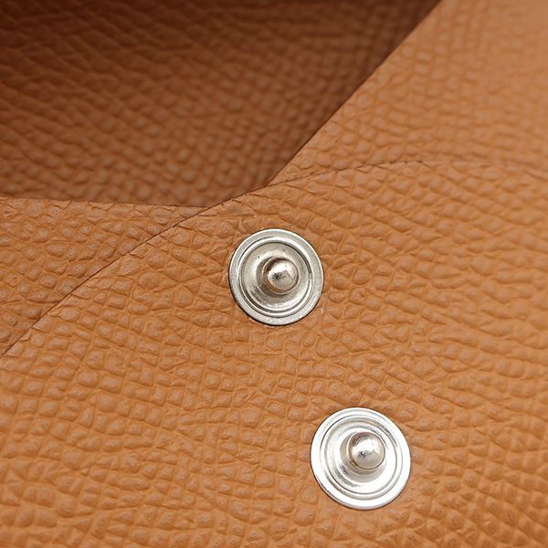 Hermes Card Case Calvi Duo Vaux Epson Gold Silver Hardware Never Used Brown W