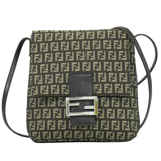 Authentic Fendi Zucchino Shoulder Bag Pochette Canvas Brown 8bt075 Zucchino Bag