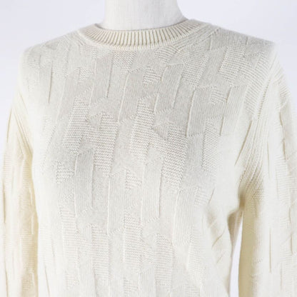 Hermes 23AW 3h2617d4 Virgin Wool H Motif Crewneck Long Sleeve Knit Ivory 36