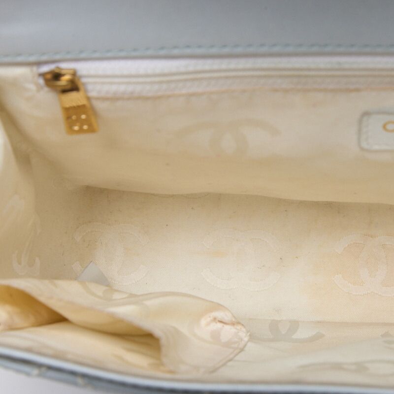 Chanel Wild Stitch Matelasse Handbag Lambskin Light Blue With Gold Hardware