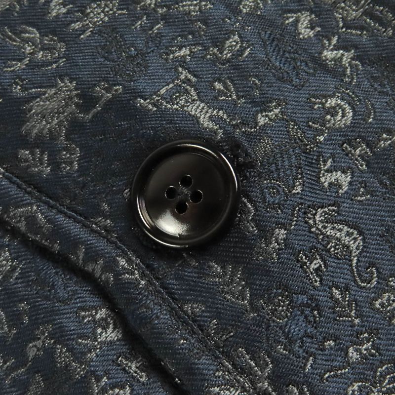 Hermes G19936 All-over Jacquard Weave Reversible Single Tailored Jacket In Navy