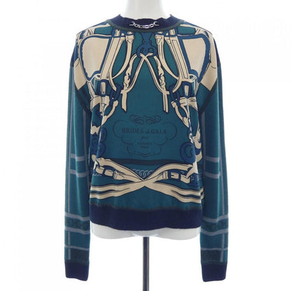 Hermes Brides de Gala ET Chaines Twill Laine Knit Top Green Transparency