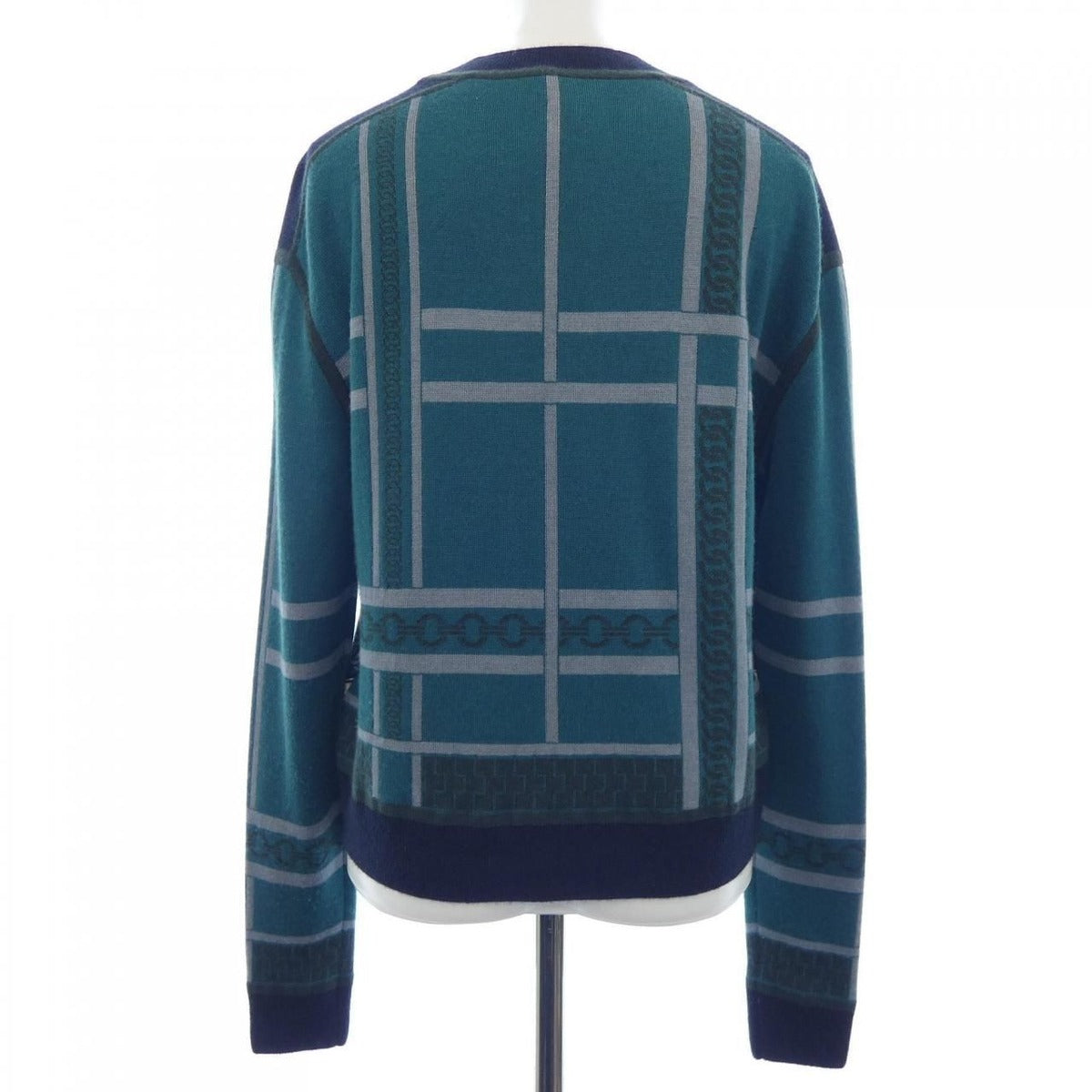 Hermes Brides de Gala ET Chaines Twill Laine Knit Top Green Transparency — view 2