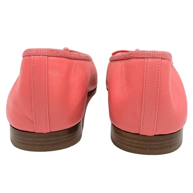 Chanel Flat Shoes Leather Pink Unused Ballet Shoes Here Mark Ribbon