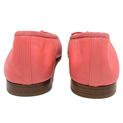 Chanel Flat Shoes Leather Pink Unused Ballet Shoes Here Mark Ribbon