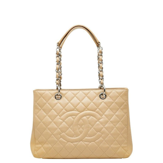 Chanel Quilted Gst Tote Chain Beige