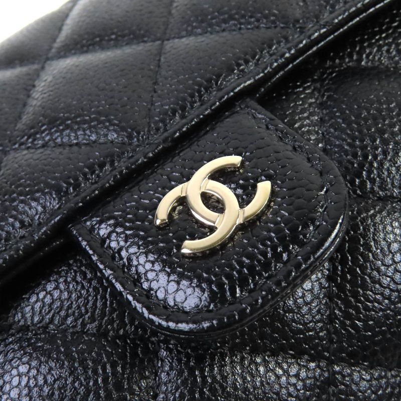 CHANEL Coco Mark Caviar Skin Chain Shoulder Eco Bag Random Serial Black