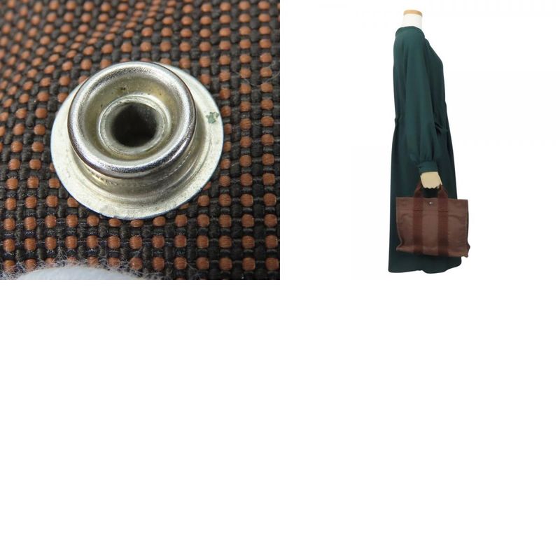 Hermes Handbag Tote PM Her Line Canvas Brown Old Hardware Casual Usual Women