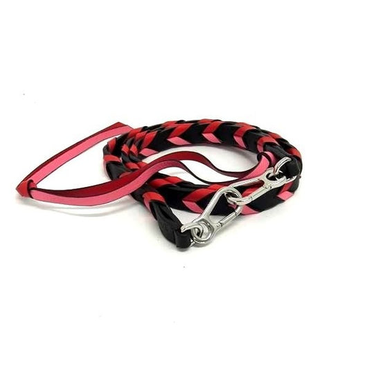 Loewe Thin Braided Leather Shoulder Strap For Bag Blackish-pinkish Red Fl6502