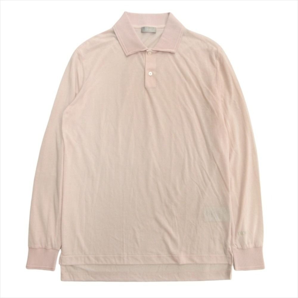 Dior Sheer Long Polo Shirt Top Long Sleeve Logo Embroidery Xs Pink