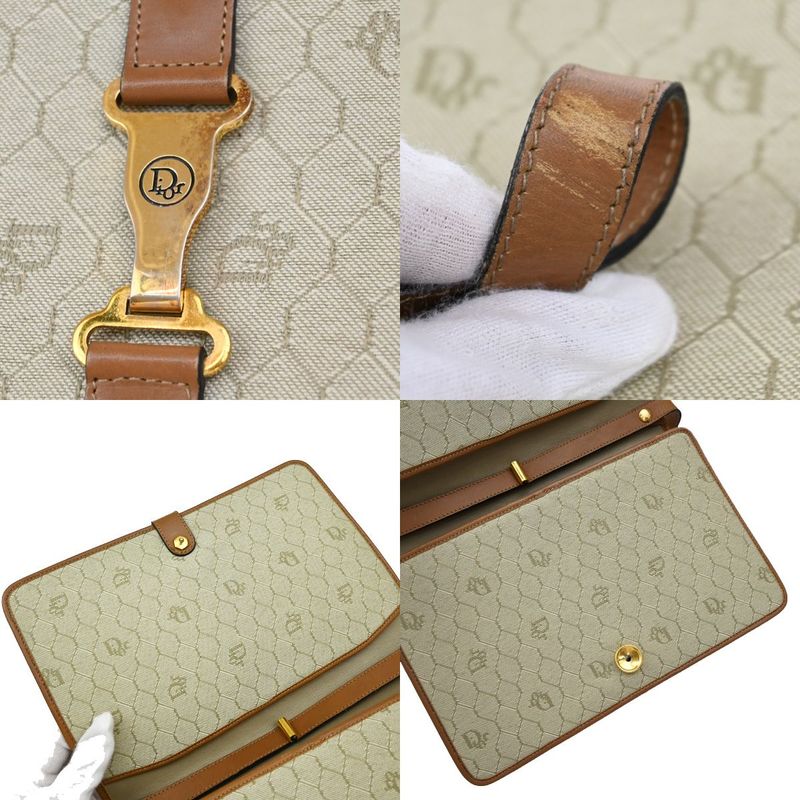 Christian DIOR Shoulder Bag Beige Canvas Leather 68ka786
