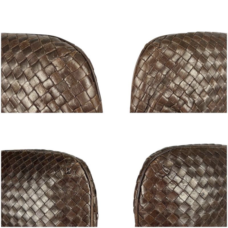 Bottega Veneta Chain Shoulder Bag Pochette Intrecciato Leather Brown Gold