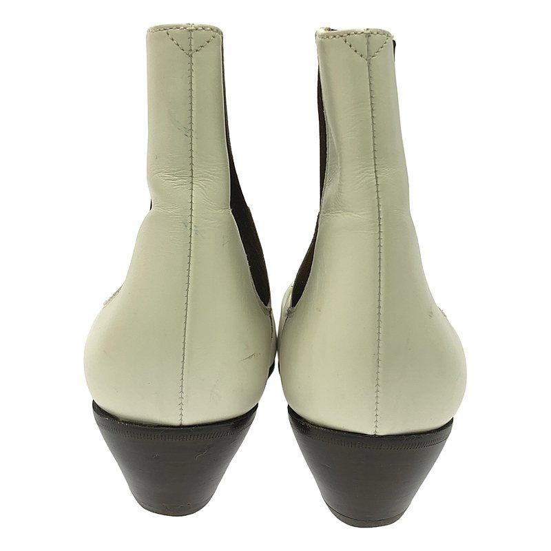 Celine - Phoebe Period Side Gore Leather Short Boots - 37 - White Dark Brown -