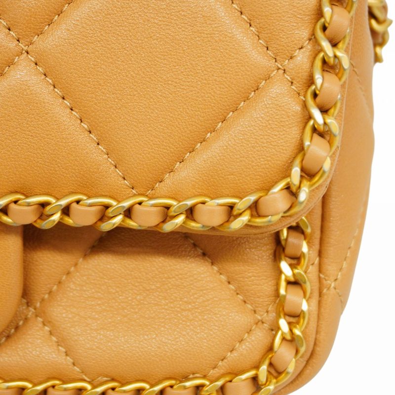 Chanel Handbag Matelasse Lambskin Beige Gold Hardware 2way Bag Ladies