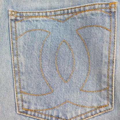 Chanel Coco Stitch Tweed Line Denim Pants P59532v45242 Indigo 38
