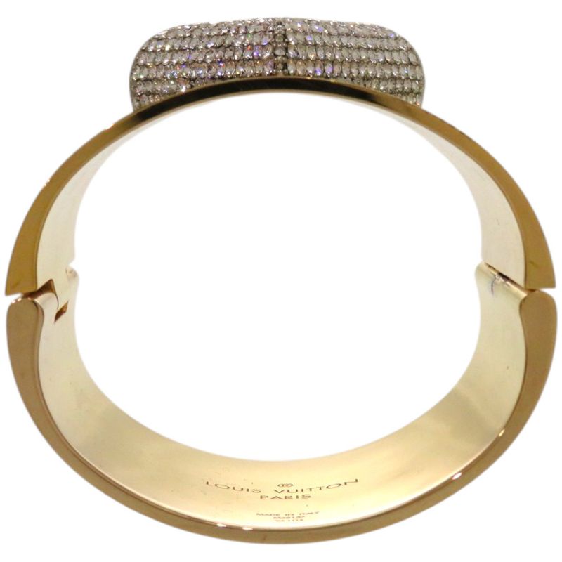 Louis Vuitton Escential V M68157 GP Rhinestone Gold Bangle LV 1002 Louis Vuitton