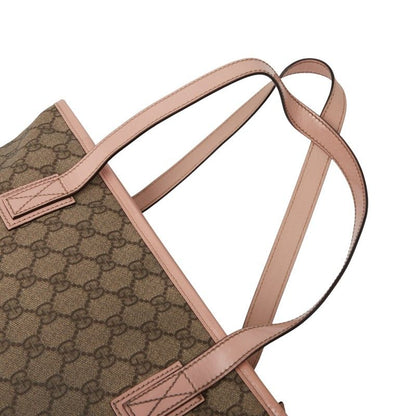 Gucci GG Supreme Handbag Tote Bag 211138 Beige Pink PVC Leather Ladies Gucci