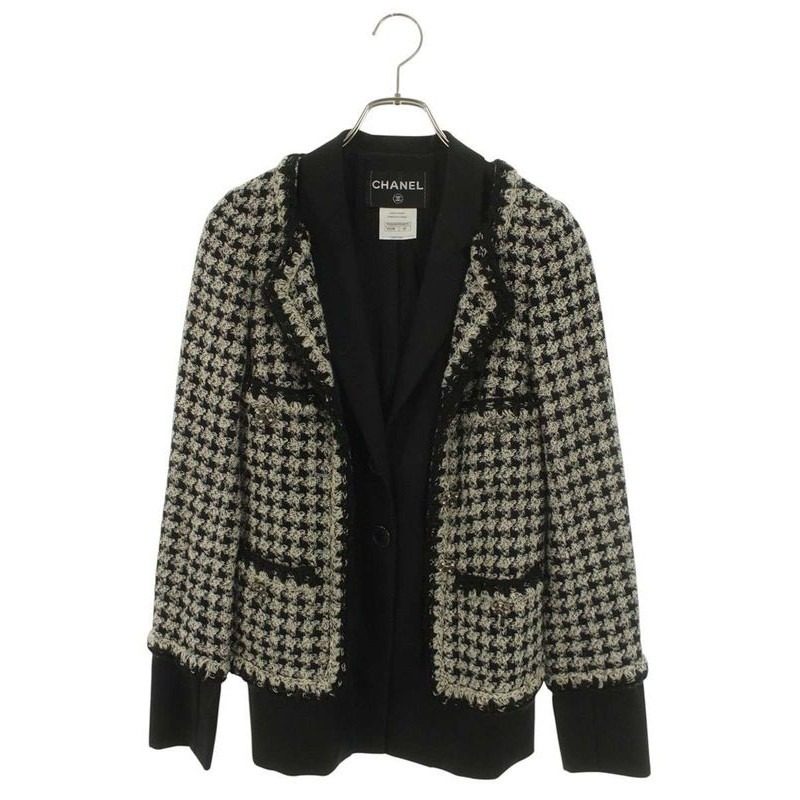 Chanel Hound Toe Calf Eared Tweed Jacket 34