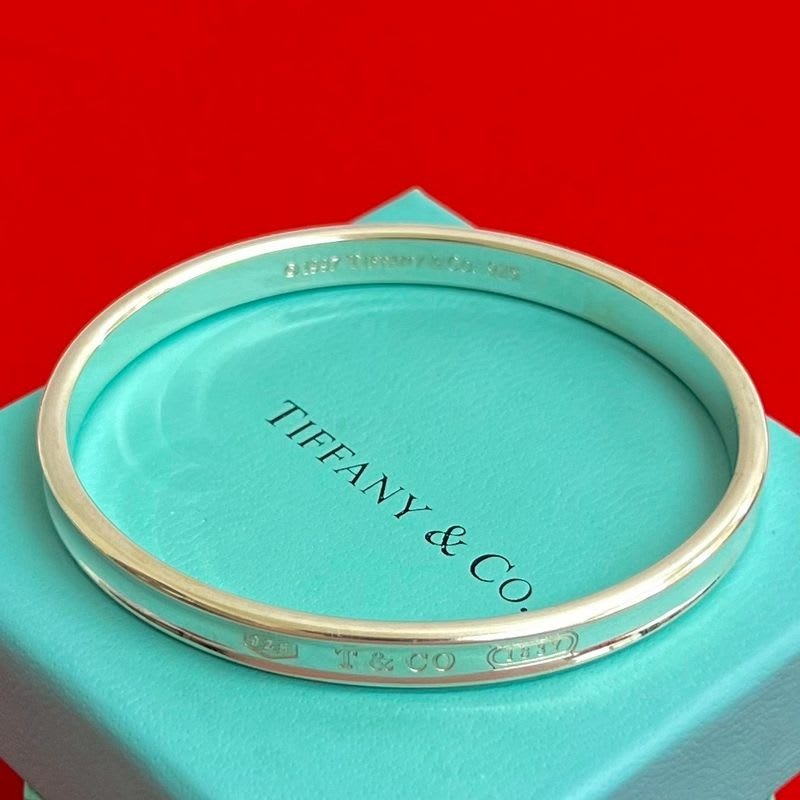 Tiffany & Co 1837 Narrow Bangle Logo Engraved Silver 925