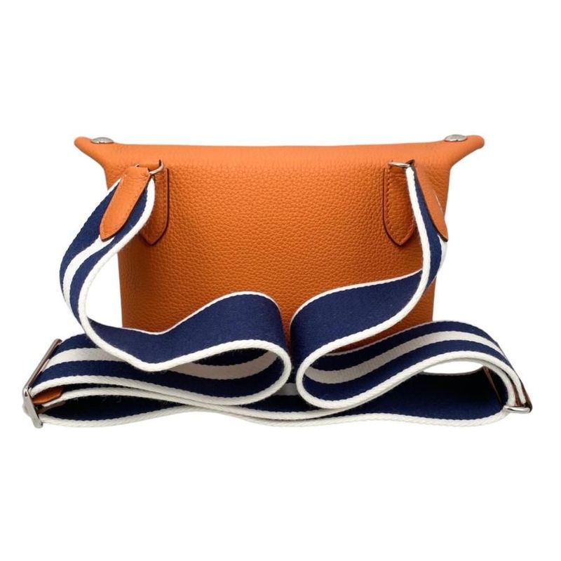 Hermes Shoulder Bag Vidpoche Stamped B H Logo Orange White Navy Hermes