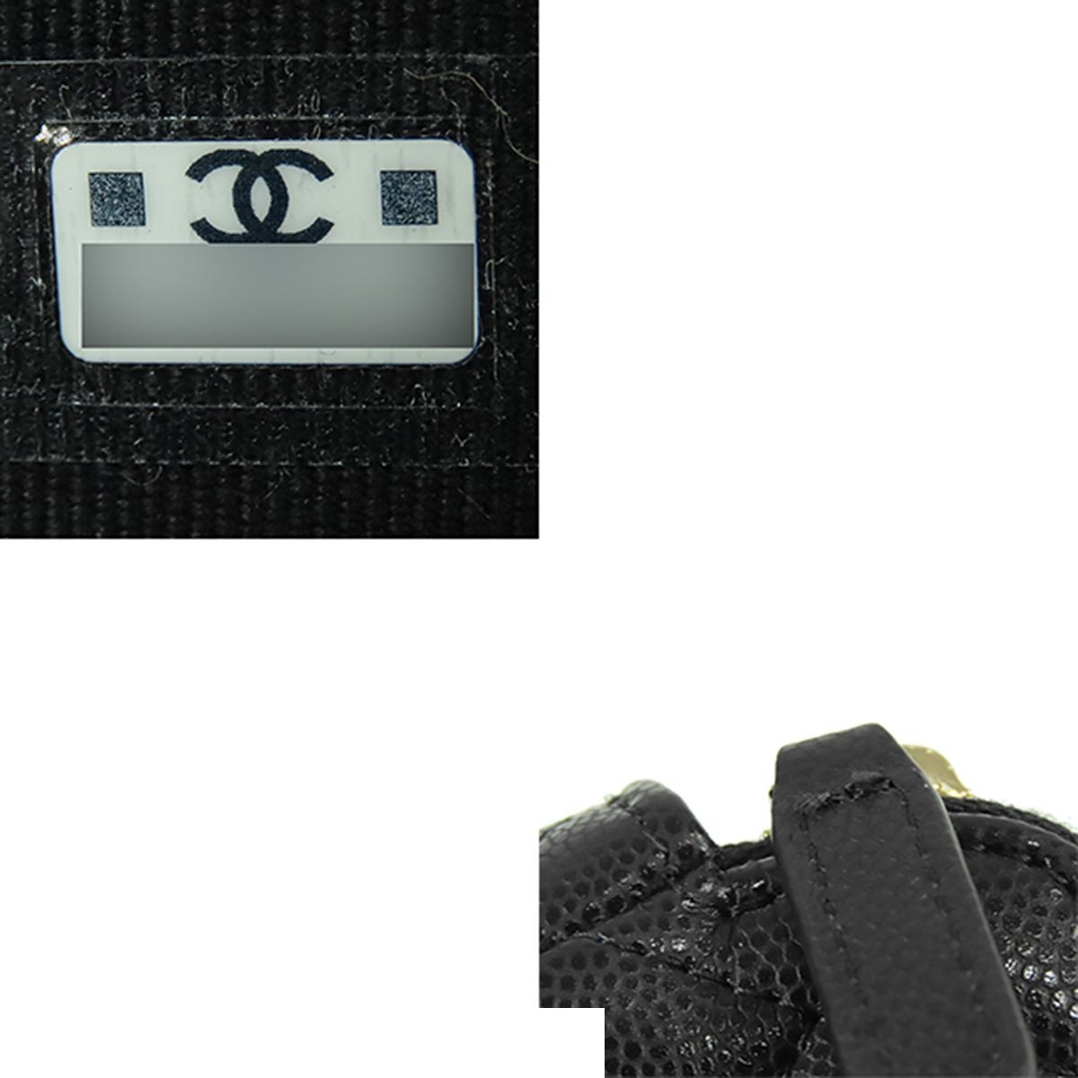 Chanel Phone Case Black Gold Caviar Leather Quilted CC Logo Chain — view 7