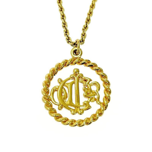 Christian Dior GP Emblem Necklace Gold