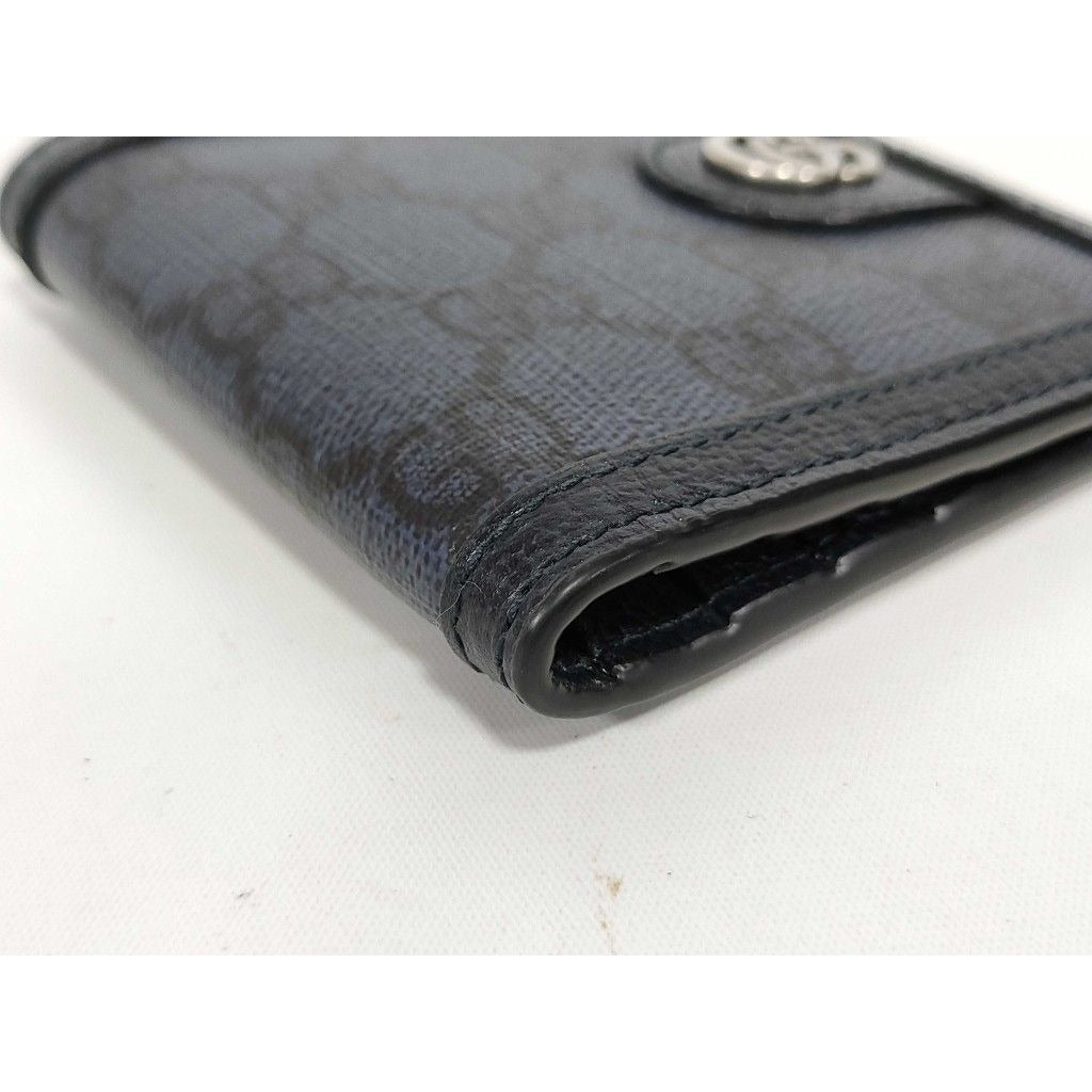 Gucci Wallet GG Supreme Black Leather Silver — view 3