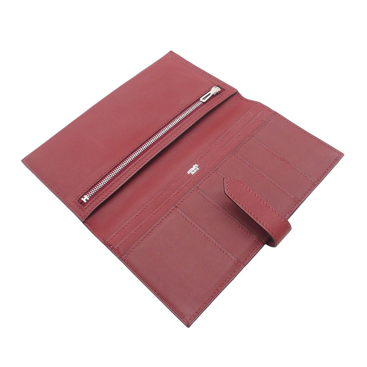Hermes Bearn Classic Rouge Ash Silver Chamonix Wallet — view 4