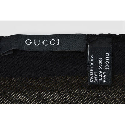 Gucci Scarf Winter 100% Wool GG Pattern Black Sherry Line — view 6