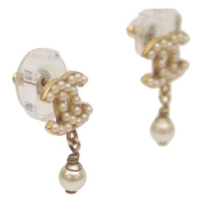 Chanel 03A GP Pearl Coco Mark Mini Pearl Swing Earrings Accessories Gold Ladies
