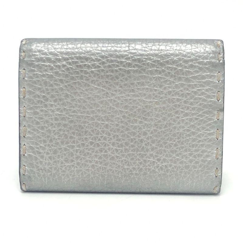 Fendi Card Case Selleria Leather Silver