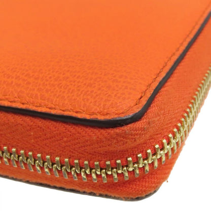 Gucci Long Wallet Logo Zip Around Wallet Leather Orange Gold Hardware Round
