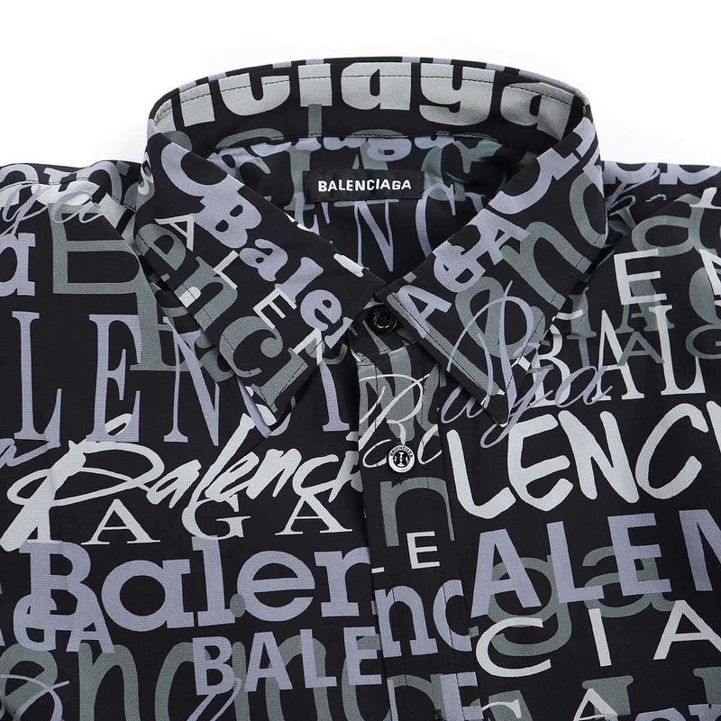 Balenciaga 19ss Logo Silk Shirt 556854 Black 37