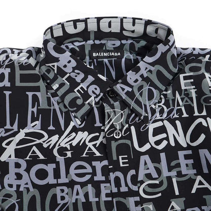 Balenciaga 19ss Logo Silk Shirt 556854 Black 37