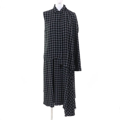 Balenciaga 556247 Checked Asymmetrical Cutoff Oversized Vest Sleeveless Dress