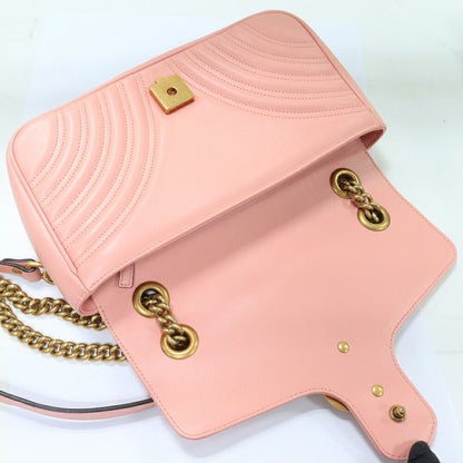 Gucci Chain Shoulder Bag GG Marmont Quilted Small Shoulder Bag Calf Pink