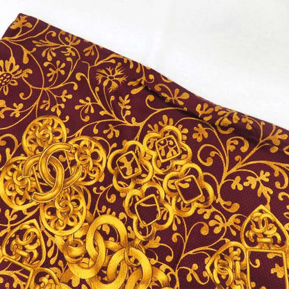 Chanel Large Shawl Chain Pattern Coco Mark Wool Silk Gold Bold - 135cm